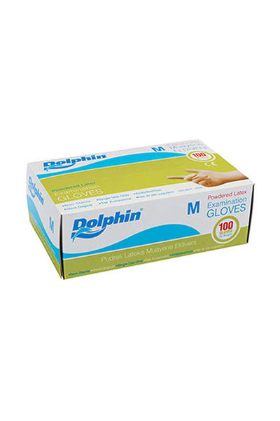 Dolphin Beyaz Lateks Eldiven Pudralı (M) 100lü Paket